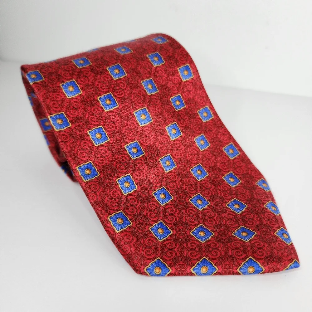 FABERGE Red & Blue Silk Tie.